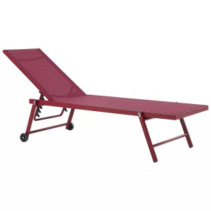 Beliani, Beliani Gartenliege Aluminium Textilbespannung rot Portofino, Beliani - Liege aus Aluminium Modern PORTOFINO, One Size, Weinrot