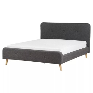 Beliani, Bett mit Lattenrost aus Polyester Retro RENNES II Bett mit Lattenrost aus Polyester Retro RENNES II