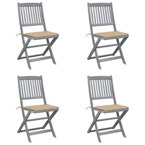 vidaXL, vidaXL Klappbare Gartenstühle 4 Stk. mit Kissen Massivholz Akazie