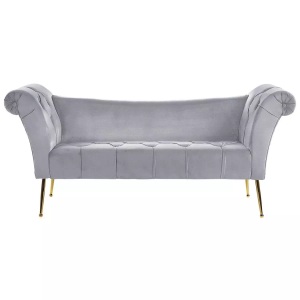 Beliani, Chaiselongue aus Samtstoff Retro NANTILLY Chaiselongue aus Samtstoff Retro NANTILLY, Beliani - Chaiselongue aus Samtstoff Retro NANTILLY, One Size, Rauch