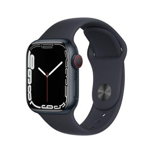 Apple, Apple Watch Series 7 GPS + Cellular 41mm Midnight Sport Band Smartwatch, 