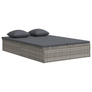 vidaXL, vidaXL Sonnenliege mit Auflagen Poly Rattan Dunkelgrau, vidaXL Sonnenliege mit Auflagen Poly Rattan Dunkelgrau