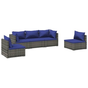 vidaXL, vidaXL 5-tlg. Garten-Lounge-Set mit Kissen Poly Rattan Grau, 