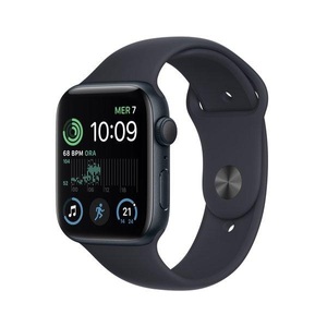 Apple, APPLE Watch SE (2. Generation, GPS) 44 mm - Smartwatch (Regular 140 - 210 mm, Fluorelastomer, Midnight Aluminum/Midnight), Apple Watch SE 2022 (44mm, 32GB, Black)
