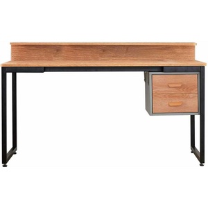 Mobilia, Mobilia - Schreibtisch 140x60 cm - Natur und Schwarz, Schreibtisch natur 140x60