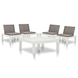 vidaXL, vidaXL 5-tlg. Garten-Lounge-Set Kunststoff Weiß, 