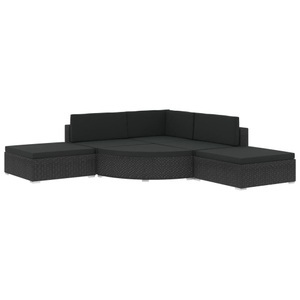 vidaXL, vidaXL 6-tlg. Garten-Lounge-Set mit Kissen Poly Rattan Schwarz, 
