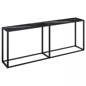 vidaXL, vidaXL Konsolentisch Schwarz Marmor-Optik 200x35x75,5 cm Hartglas