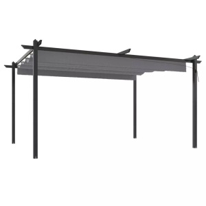 vidaXL, vidaXL Pavillon mit Ausziehbarem Dach 4x3 m Anthrazit, vidaXL Pavillon mit Ausziehbarem Dach 4x3 m Anthrazit