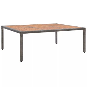 vidaXL, vidaXL Gartentisch Grau 200x150x74cm Poly Rattan und Akazie Massivholz, vidaXL Gartentisch Grau 200x150x74 cm Poly Rattan und Akazienholz