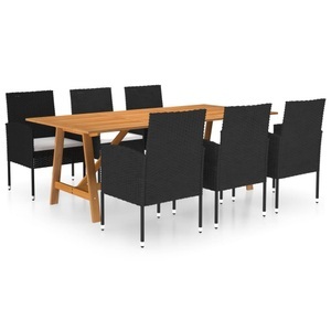 vidaXL, vidaXL 7-tlg. Garten-Essgruppe Schwarz, vidaXL 7-tlg. Garten-Essgruppe Schwarz