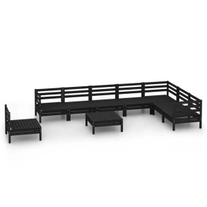 vidaXL, vidaXL 9-tlg. Garten-Lounge-Set Massivholz Kiefer Schwarz