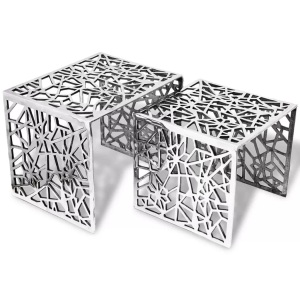 Diverse Hardware, Beistelltische 2 Stk. Quadratisch Silbern Aluminium, vidaXL Beistelltische 2 Stk. Quadratisch Silbern Aluminium