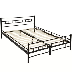 TecTake, Tectake - Metallbett mit Lattenrost im modernen Design, 140x200 cm, Schwarz, Tectake - Metallbett mit Lattenrost im modernen Design, 140x200 cm, Schwarz