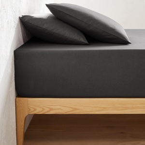 LA REDOUTE INTERIEURS, Einfarbiges Fixleintuch Scenario aus Baumwolle Einfarbiges Fixleintuch Scenario aus Baumwolle, La Redoute Intérieurs - Einfarbiges Fixleintuch Scenario aus Baumwolle, 90x200 cm, Schwarz