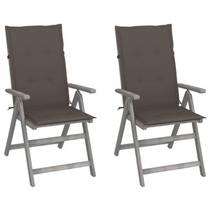 vidaXL, vidaXL Verstellbare Gartenstühle 2 Stk. mit Auflagen Massivholz Akazie