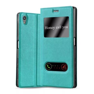 Cadorabo, Hülle für Sony Xperia Z5 PREMIUM Magnetverschluss, 2 Sichtfenstern, Cadorabo - Hülle für Sony Xperia Z5 PREMIUM Magnetverschluss, 2 Sichtfenstern, Türkisblau