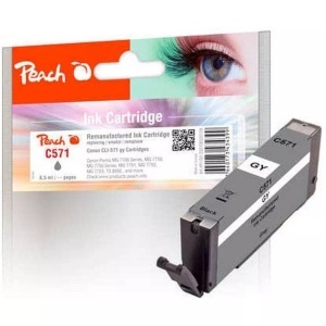 Peach, Peach Tintenpatrone grau kompatibel zu Canon CLI-571 gy, Peach C571 GY Druckerpatrone gy ersetzt Canon CLI-571GY, 0389C001 für z.B. Canon Pixma TS 8051, Canon Pixma MG 7751, Canon Pixma TS 8050