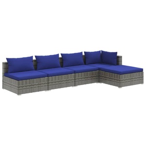 vidaXL, vidaXL 5-tlg. Garten-Lounge-Set mit Kissen Poly Rattan Grau, 