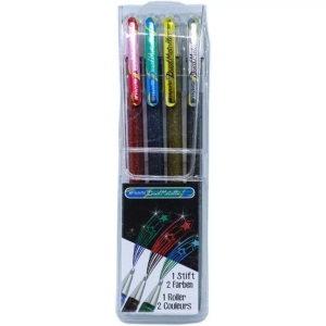 Pentel, pentel Roller Hybrid Gel Dual Metallic, Pentel Hybrid Dual Metallic, 1.0mm, Tintenroller, K110D-4, (4 Farben)