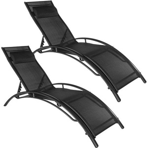 TecTake, 2 Gartenliegen aus Aluminium, 5-stufig 2 Gartenliegen aus Aluminium, 5-stufig, Tectake - 2er Set Gartenliege mit Aluminiumgestell, 180cm, Schwarz
