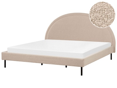 Beliani, Bett mit Lattenrost aus Bouclé Retro MARGUT Bett mit Lattenrost aus Bouclé Retro MARGUT