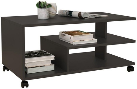 VCM, Holz Beistelltisch Ralus Holz Beistelltisch Ralus, MID.YOU Couchtisch in holzwerkstoff 90/50/40 cm , Ralus , Anthrazit , 50x40 cm , melaminharzbeschichtet,Nachbildung , Stauraum, offenes Fach, einfacher Aufbau , 000657033002