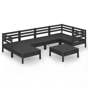vidaXL, vidaXL 7-tlg. Garten-Lounge-Set Massivholz Kiefer Schwarz