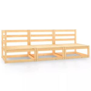 vidaXL, vidaXL 3-tlg. Garten-Lounge-Set Kiefer Massivholz, vidaXL 3-tlg. Garten-Lounge-Set Massivholz Kiefer