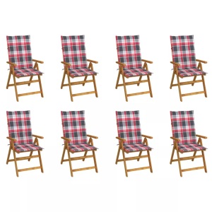 vidaXL, vidaXL Klappbare Gartenstühle mit Kissen 8 Stk. Massivholz Akazie, vidaXL Klappbare Gartenstühle mit Kissen 8 Stk. Massivholz Akazie