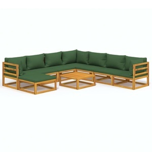 vidaXL, vidaXL 9-tlg. Garten-Lounge-Set mit Grünen Kissen Massivholz, vidaXL 9-tlg. Garten-Lounge-Set mit Grünen Kissen Massivholz