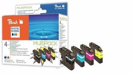 Peach, Tinte Sparpack PI500-91, Peach B127 XLVALBP 4 Druckerpatronen XL (bk, c/m/y) ersetzt Brother LC-127XLVALBP für z.B. Brother MFCJ 4410 DW, Brother DCPJ 4110 DW