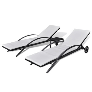 Diverse Hardware, Sonnenliegen mit Tisch Poly Rattan Schwarz, VidaXL - Liegestuhl poly-rattan, One Size, Schwarz