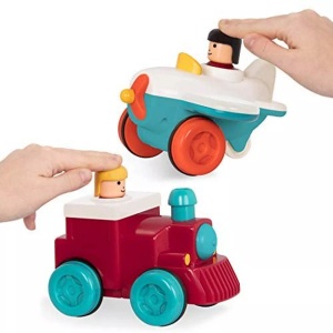 Activity-board, 2er Set Flugzeug und Lokomotive zum Schieben, Zurückziehen und Auslösen - Motorikspielzeug Multicolor, Activity-board - 2er Set Flugzeug und Lokomotive zum Schieben, Zurückziehen Auslösen Motorikspielzeug, One Size, Multicolor