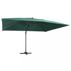 vidaXL, vidaXL Ampelschirm mit LED-Leuchten und Alu-Mast 400x300 cm Grün