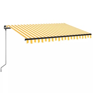 vidaXL, vidaXL Gelenkarmmarkise Einziehbar mit LED 350x250 cm Gelb und Weiß, vidaXL Markise Manuell Einziehbar mit LED 350x250 cm Gelb und Weiß