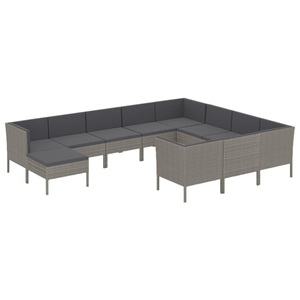 vidaXL, vidaXL 11-tlg. Garten-Lounge-Set mit Auflagen Poly Rattan Grau