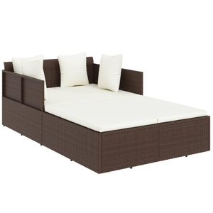 vidaXL, vidaXL Sonnenliege mit Kissen Braun 182x118x63 cm Poly Rattan, vidaXL Sonnenliege mit Kissen Braun 182x118x63 cm Poly Rattan