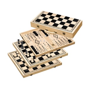 Philos, Philos Schach Backgammon Dame-Set - Feld 37 mm, Philos 2519 - Schach-Backgammon-Dame-Set, Holz, Feld 50 mm, mit Tragegriff