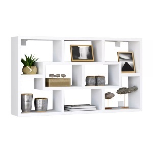 VCM, Holz Wandregal Hängeregal Regal Bücherregal Wandboard Deko Board Opila Holz Wandregal Hängeregal Regal Bücherregal Wandboard Deko Board Opila, VCM - Holzregal hängend | platzsparendes Regal Maße: H. 48 x B. 85 T. 16 cm Elegantes Aufbewahrungsregal Bücherregal Wandboard -, 85cm, Weiss