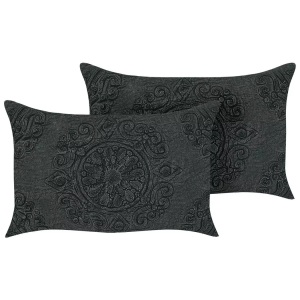 Beliani, Kissen 2er Set aus Baumwolle Boho VELOOR Kissen 2er Set aus Baumwolle Boho VELOOR, Beliani - Dekokissen 2er Set aus Baumwolle Boho VELOOR, One Size, Spacegrau