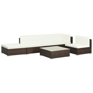 Diverse Hardware, 6-tlg. Garten-Lounge-Set mit Auflagen Poly Rattan Braun, vidaXL 6-tlg. Garten-Lounge-Set mit Auflagen Poly Rattan Braun
