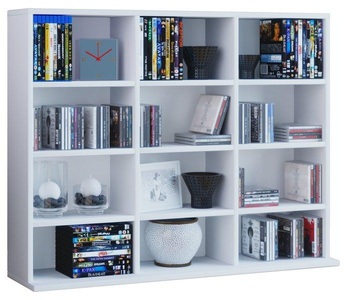 VCM, Holz CD DVD Standregal Bücherregal Medienregal Raumteiler Deko Regal Megosa L Holz CD DVD Standregal Bücherregal Medienregal Raumteiler Deko Regal Megosa L, VCM - Holzregal stehend | platzsparender CD-Schrank für 480 CDs oder 224 DVDs Maße:H. 82 x B. 102 T. 23 cm Elegantes DVD Regal Blu-Ray Regal, One Size, Weiss