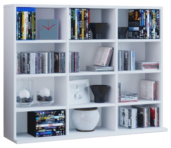 VCM, Holz CD DVD Standregal Bücherregal Medienregal Raumteiler Deko Regal Megosa L Holz CD DVD Standregal Bücherregal Medienregal Raumteiler Deko Regal Megosa L, VCM - Holzregal stehend | platzsparender CD-Schrank für 480 CDs oder 224 DVDs Maße:H. 82 x B. 102 T. 23 cm Elegantes DVD Regal Blu-Ray Regal, One Size, Weiss