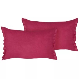 Beliani, Kissen 2er Set aus Leinen Modern SASSAFRAS Kissen 2er Set aus Leinen Modern SASSAFRAS, Beliani - Dekokissen 2er Set aus Leinen Klassisch SASSAFRAS, One Size, Weinrot