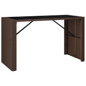 vidaXL, vidaXL Bartisch mit Glasplatte Braun 185x80x110 cm Poly Rattan, vidaXL Bartisch mit Glasplatte Braun 185x80x110 cm Poly Rattan