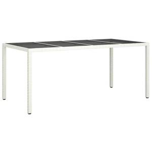 vidaXL, vidaXL Gartentisch Weiß 190x90x75 cm Hartglas und Poly Rattan