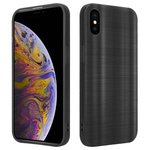 Cadorabo, Hülle für Apple iPhone XS MAX im Brushed Design, Cadorabo - Hülle für Apple iPhone XS MAX im Brushed Design, Schwarz