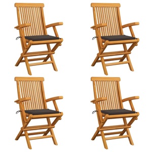 vidaXL, vidaXL Gartenstühle mit Taupe Kissen 4 Stk. Teak Massivholz