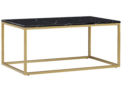 Beliani, Beliani Couchtisch schwarz/gold Marmor Optik DELANO, Beliani - Couchtisch aus MDF-Platte Modern DELANO, One Size, Schwarz